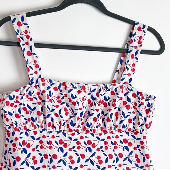 ASOS Linen Cherry Print Linen Mini Dress 6 Red White Blue - Picture 3 of 9